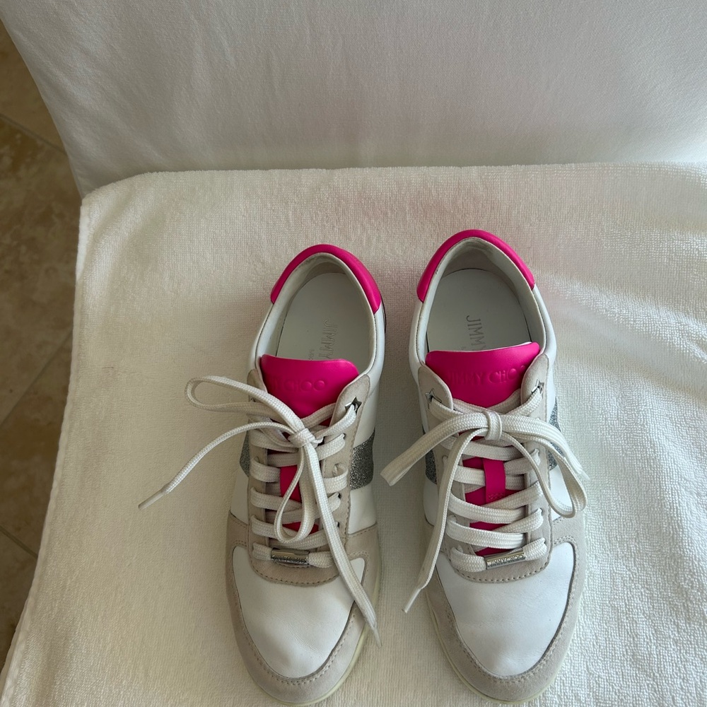 Jimmy Choo White and Pink Women's Sneakers